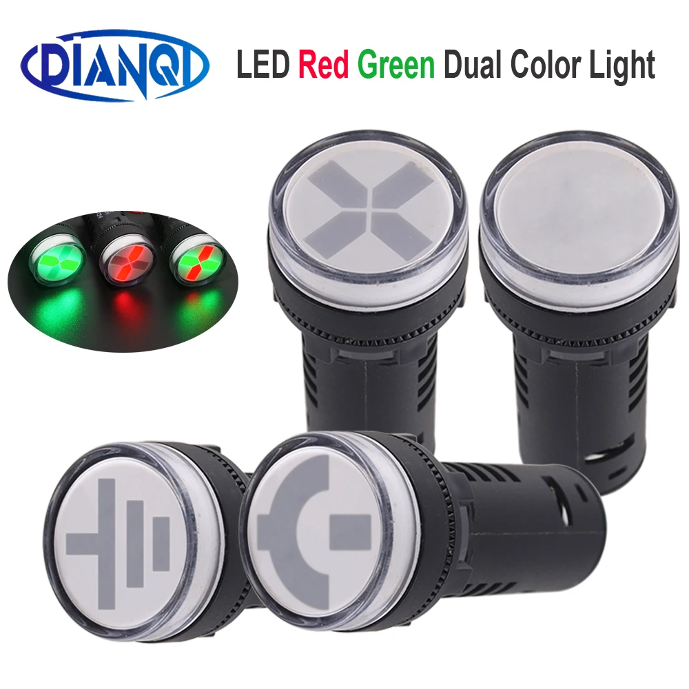 Mini DCAC220V24V red/green Dual-Color Switchback LED Turn Signal Light For Indicator Emergency Signals Lamp 22mm AD16-22SS/WN/WD