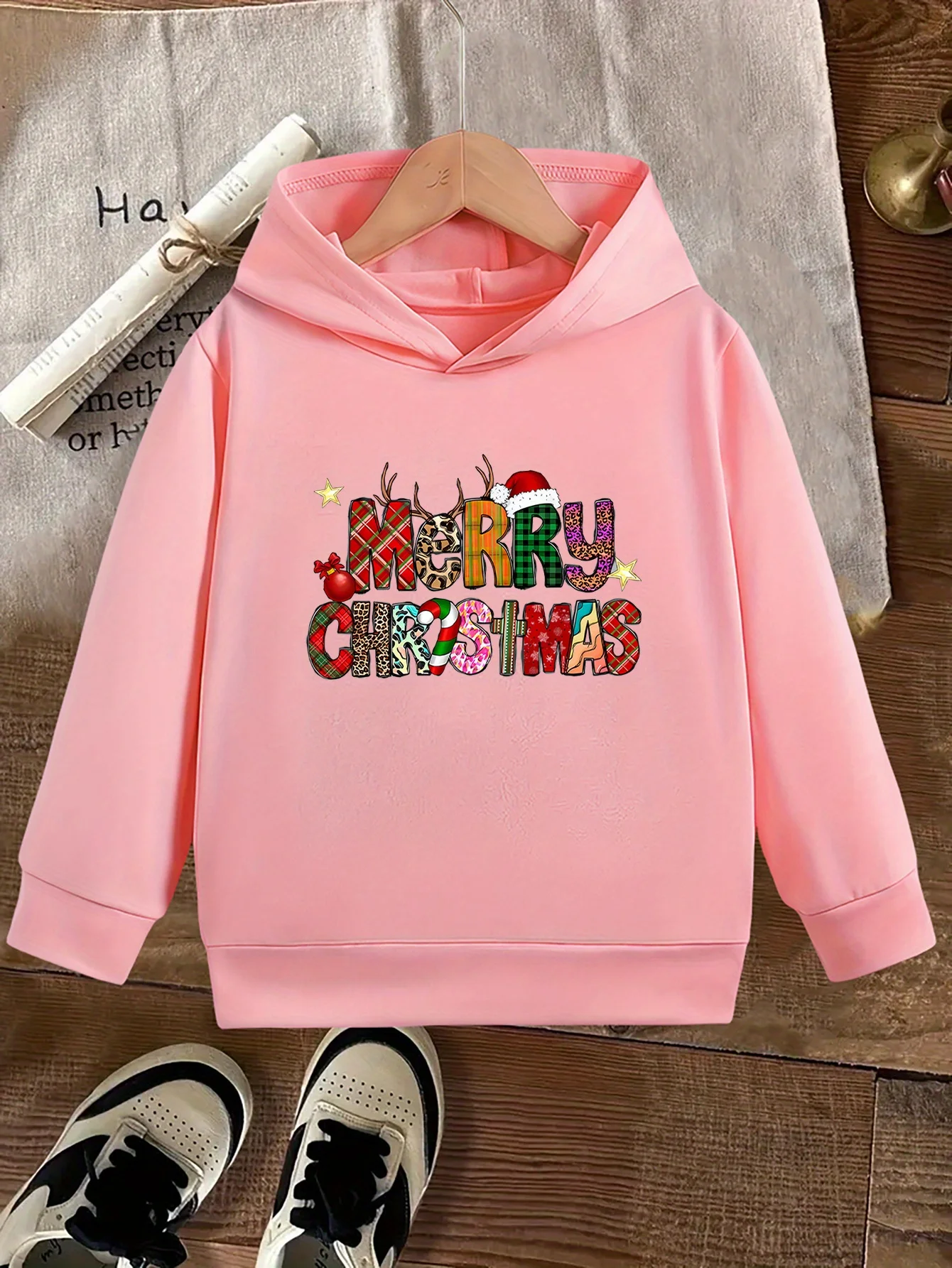 Christmas Collection Autumn/Winter Boys' Hoodie Casual Sweatshirt, Stylish Letter Print, Comfortable and Warm Sweatshirt Top