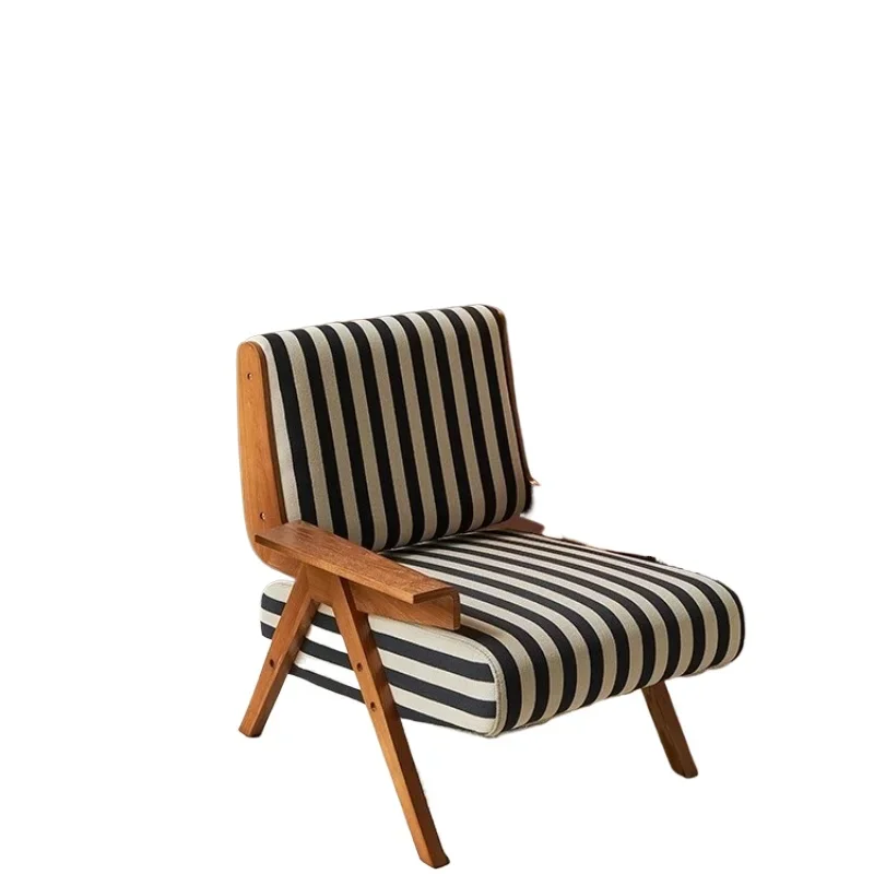 

French retro solid wood sofa chair, small household backrest medium and ancient single leisure chair