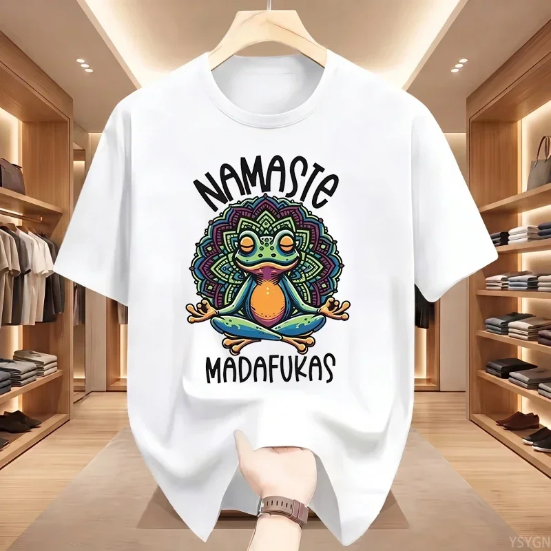 Funny Yoga T Shirt Frog Self Care T-Shirt Cotton Short Sleeve Positive Cottagecore Namaste Tee Men Women Kids Clothes Streetwear