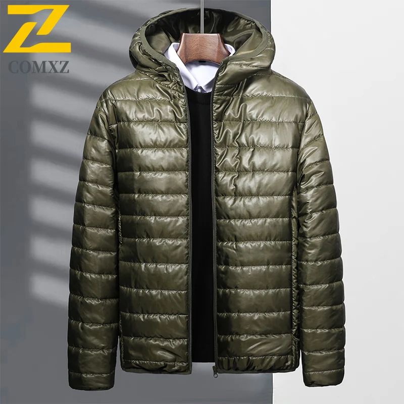 Hooded Padding Coat Men New Winter 2025 Trendy Solid Color Fashion Casual Warm Coat Outdoors Camping Snow Thickened Parka