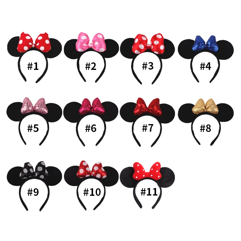 Diadema con orejas de Mickey de Disney para niñas y mujeres, diadema con lazo de lunares de 5 pulgadas, accesorios para el cabello DIY para fiestas y viajes, gran oferta 2024