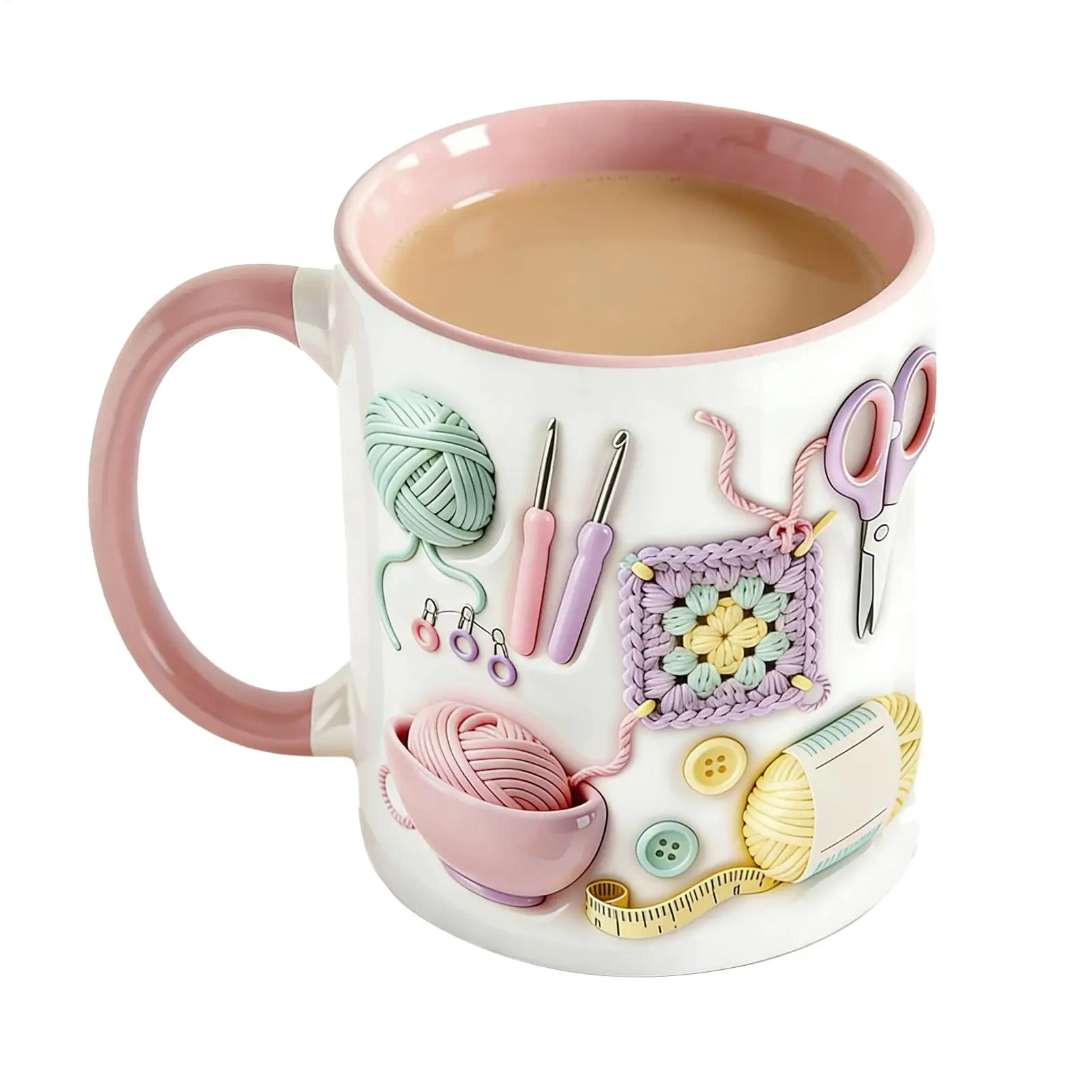 Funny Coffee Cups 330ml Ceramic Crochet Desk Decor Novelty Coffee Mugs Drinking Cups for Office School Bar Milk Water Juice