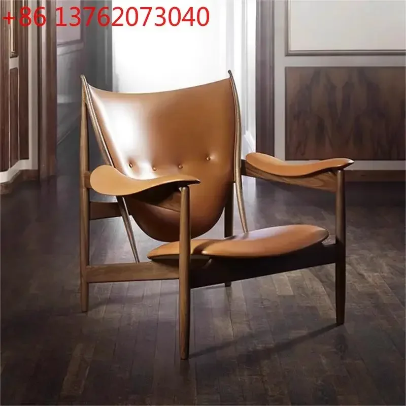Designer single living room solid wood reception area sitting area minimalist chair
