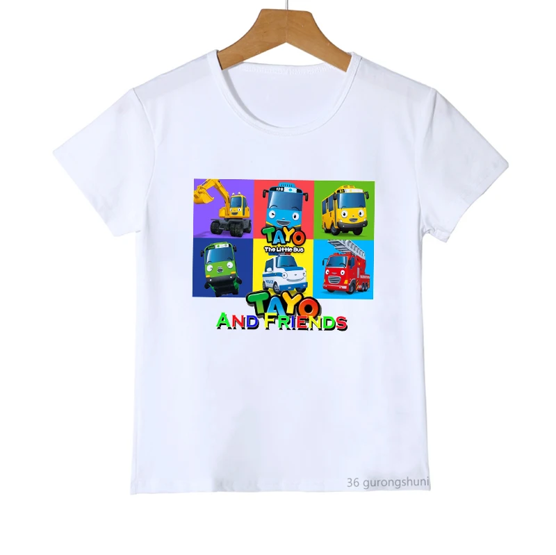 2024 Fashion Children Tshirt Cute Tayo And Little Friends Car Cartoon Print Boys T-Shirt Summer Girks Shirt Toddler Tshirt Tops