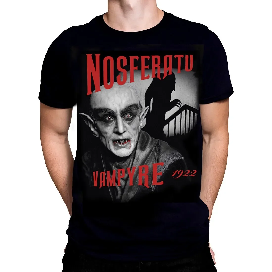Футболка Nosferatu 1922, мужская черная хлопковая футболка оверсайз с изображением вампиров, кровавых клыков, летучих мышей, страшных монстров Футболка Nosferatu 1922, мужская черная хлопковая футболка оверсайз с изображением вампиров, кровавых клыков, летучих мышей, страшных монстров