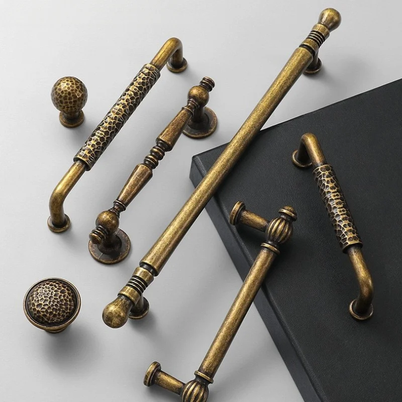 French-style vintage cabinet door handle, antique copper-style personalized drawer handle, new Chinese-style cabinet, shoe cabin