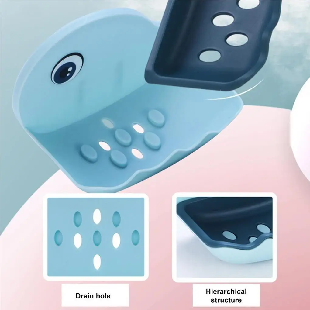 Soap Holder for Shower Wall Strong Load-Bearing Dry Tools Double-layer Storage Plate Cartoon Whale Kitchen No.4