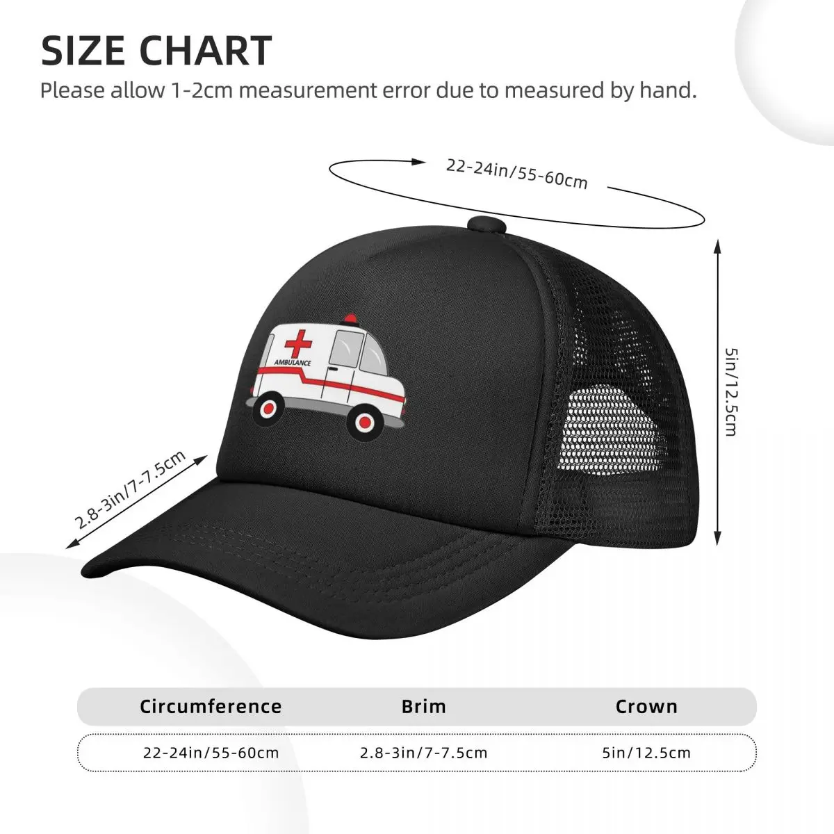 Ambulance Mesh Baseball Caps Snapback Fashion Baseball Hats Breathable Casual Casquette Outdoor For Men's And Women's