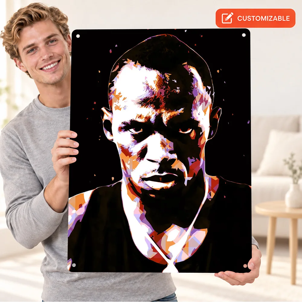 Usain Bolt Sprinter Textured Metal Poster Customized Aluminum Sign Bright Stencil Colors Illustration Wall Art For Training Room