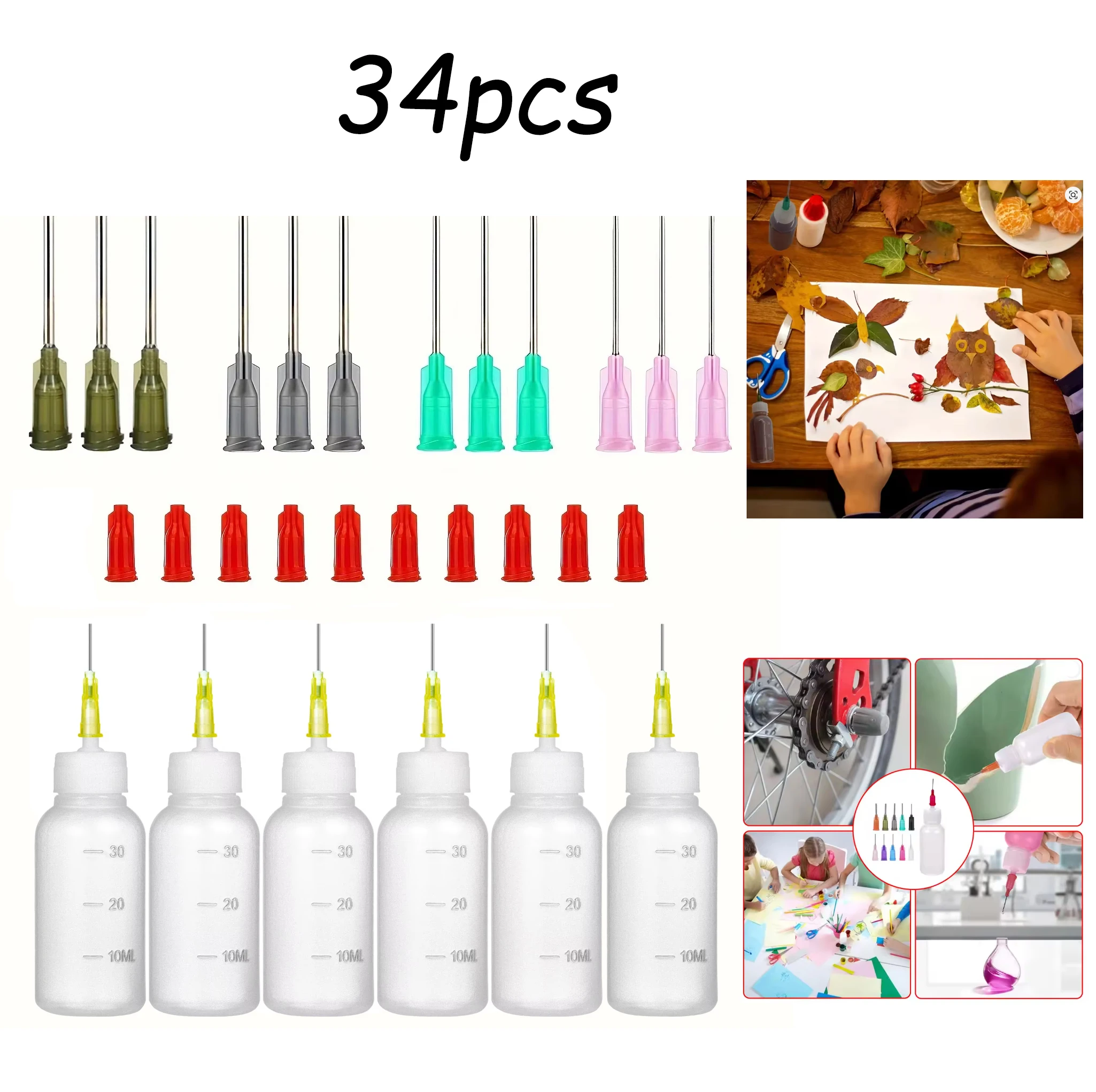 30ml Glue Tip Applicator Bottle With Blunt Needle 14/16/18/20G,34-Piece Precision Glue Applicator Kit for Home DIY,Repairs