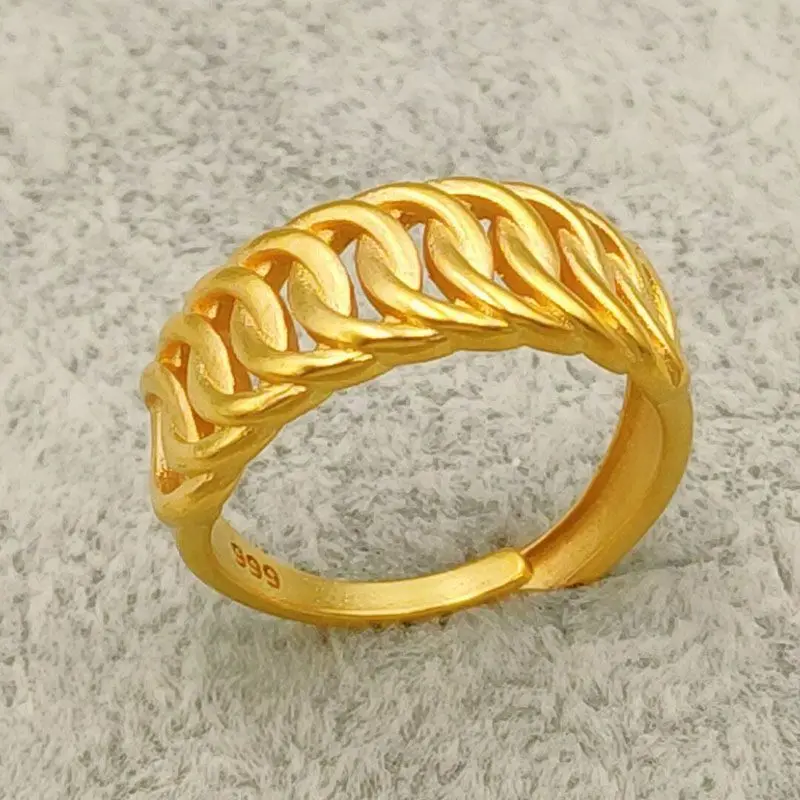 High quality 24k gold fashion men\'s and women\'s rings, AU999 gold Fried Dough Twists lovers\' ring, high-grade jewelry gifts