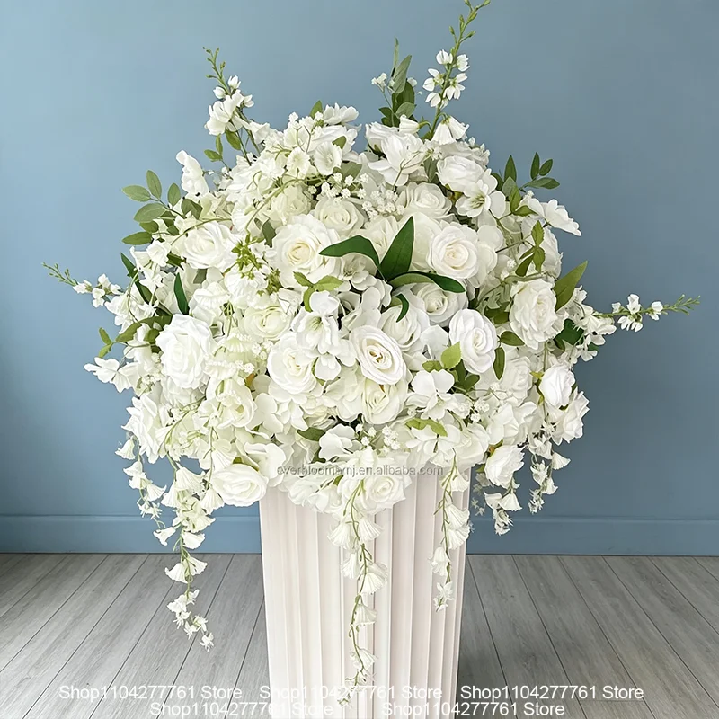 30/40/50/60/70 cm, weißes Tischdeko-Set, Blumenball mit Rosen und Hortensien, für Hochzeiten und Veranstaltungen, als Hintergrunddekoration, Blumenarrangement-Zubehör. – Detail 4