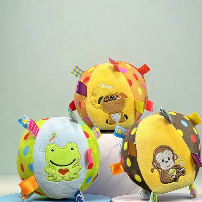 Pet soccer bell dog toy ball for dogs to entertain themselves, relieve boredom, chew, with plush leather ball pet toy view 3