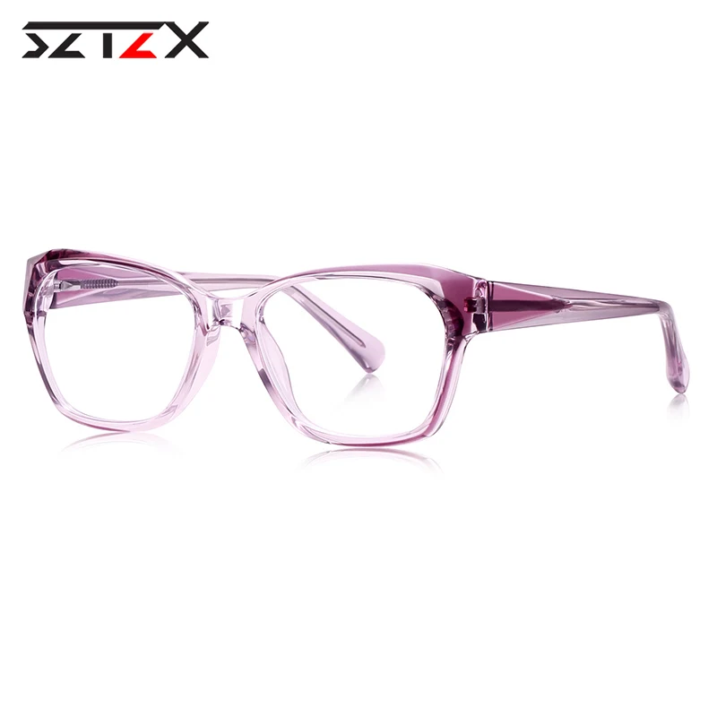 SZTZX موضة جديدة مكافحة الضوء الأزرق إطار مربع نظارات المرأة قصر النظر وصفة طبية نظارات للقراءة البصرية مخصصة النظارات
