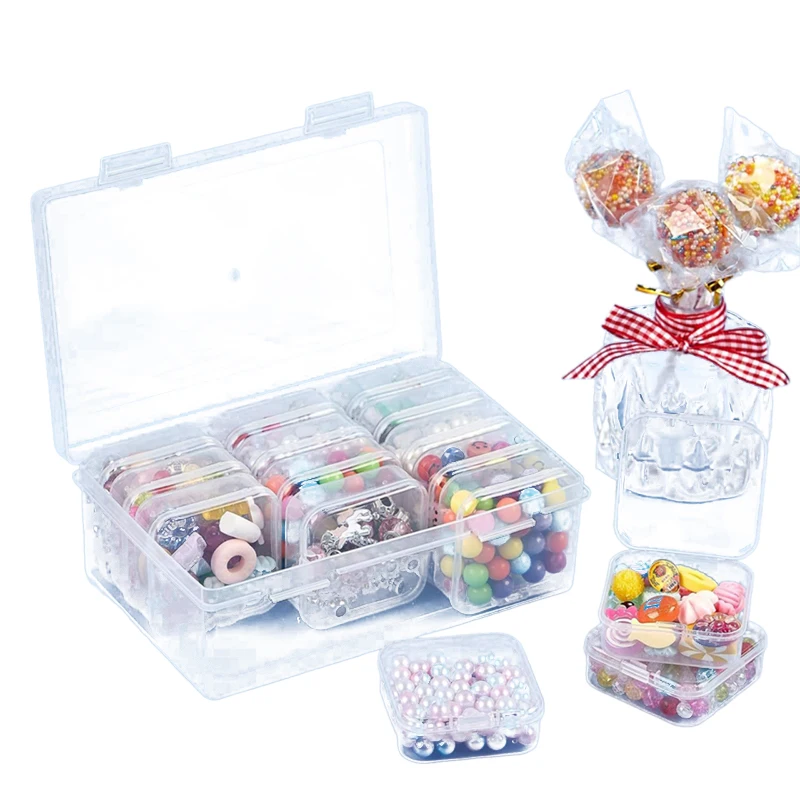 Rings Storage Box Transparent Square Earrings Case Jewelry Finding Accessory Packaging Bead Pearl Organizer Dresser