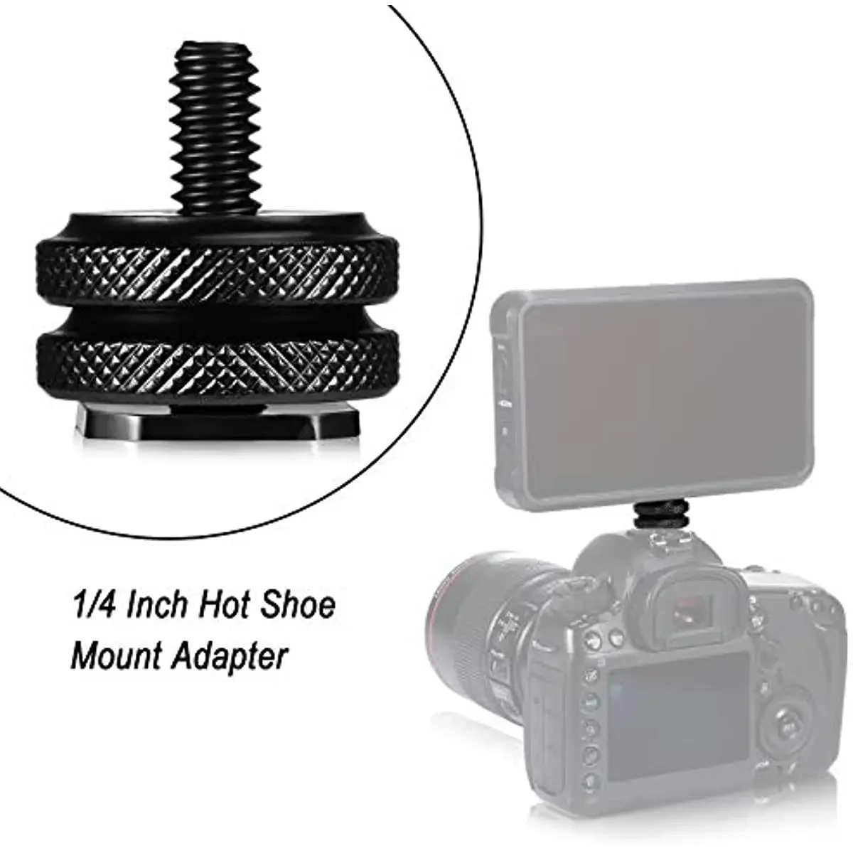 1/4 Inch Cold Shoe Mount Adapter and Hot Shoe Flash Stand Adapter Kit for DSLR Camera Rig, Camera Flash Shoe Mounts Tripod