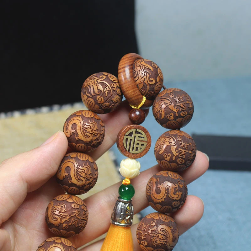 Indonesian rosewood carving car pendant 20mm, dragon and phoenix auspicious car pendant, handheld fortune amulet, car pendant, c