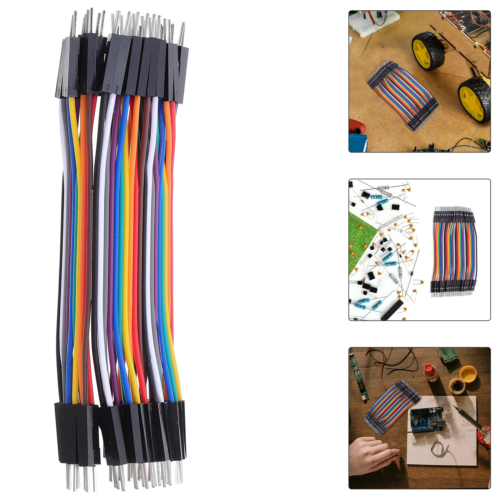 

40Pcs 10Cm Hard Plastic Copper Core Male to Male Jumper Wires Cables for Breadboard Prototyping Projects