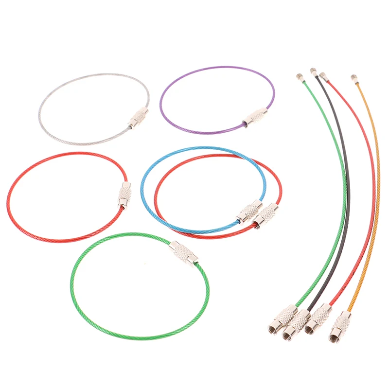 10 pcs150mm anello in fune metallica in acciaio rivestito di colore anello in filo di acciaio inossidabile con chiusura a vite ad anello per cavo piccolo anello