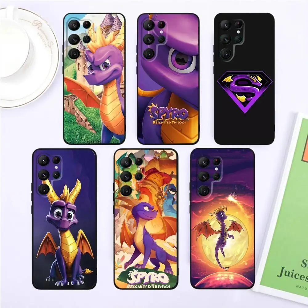 

Cute Dragon S-Spyro Phone Case For Samsung S25,S24,S23,22,21,Ultra,Pro,S10,S30Plus,20lite Black Cover