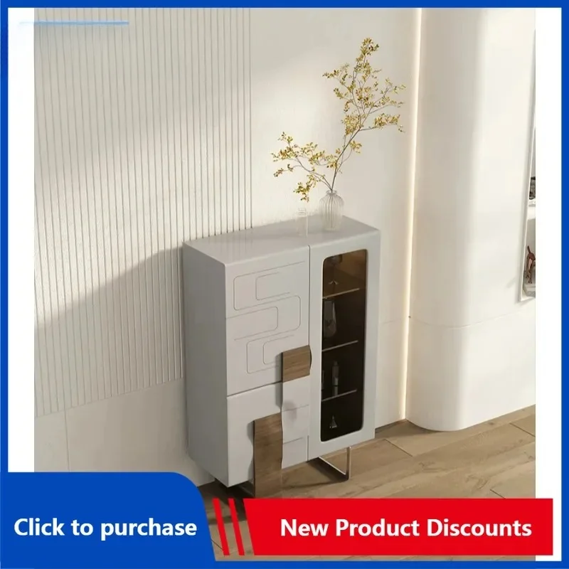 C85 High-End  Solid Wood Wine Cabinet Living Room Wall Sideboard Cabinet Dining Room Storage Glass Small Wine Cabinet Household