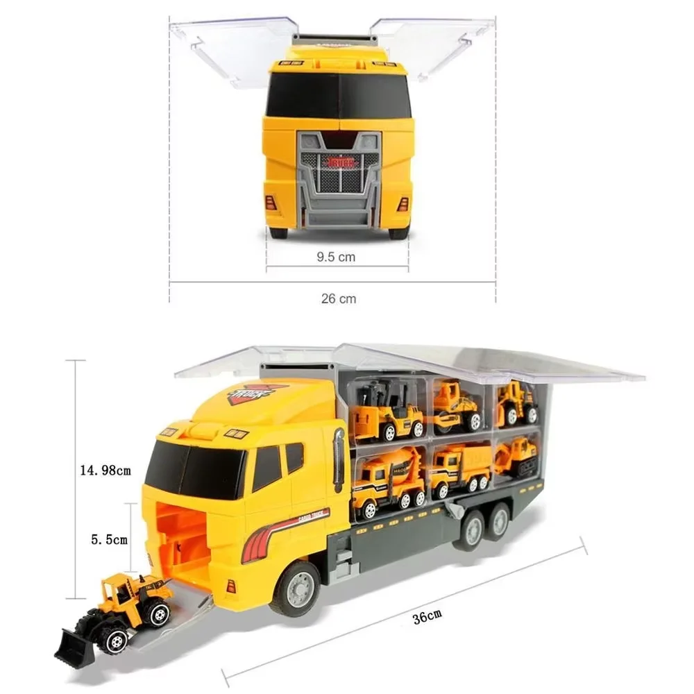 12in1 Mini Construction Model Vehicle 1:64 Alloy Engineering Trucks Loader Excavator Tractor Mini Alloy Cars Toy for Boys Gifts