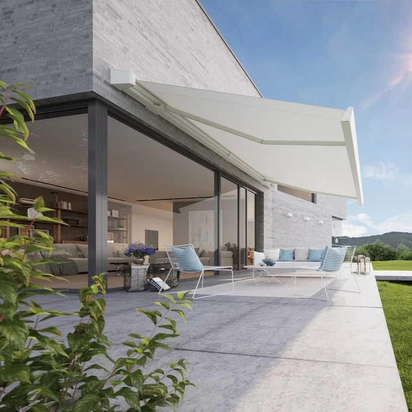 

Manual Retractable Patio Awnings with Uv Protection Waterproof Fabric Aluminum Alloy Frame Windproof Awnings for Outdoor Shade