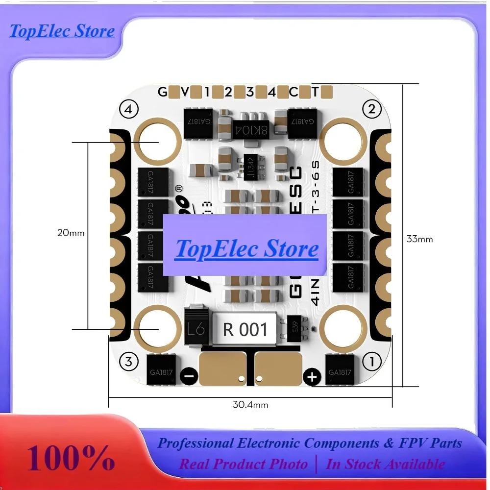 TopESFlywoo GOKU G45M 32BIT 128K 2-6S 45A ESC 20x20 AT32 Dual-in-one Chip, MOSFET, Suitable For FPV Drone