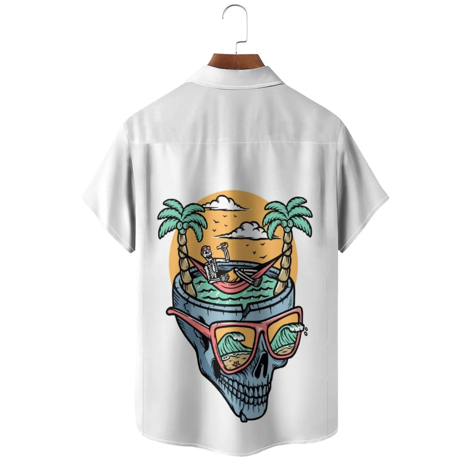 TEEHUB Day of the Dead Skull Men  Shirt Casual Flower Skull Male Tops Hipster Retro  Printed Tee summer shirt