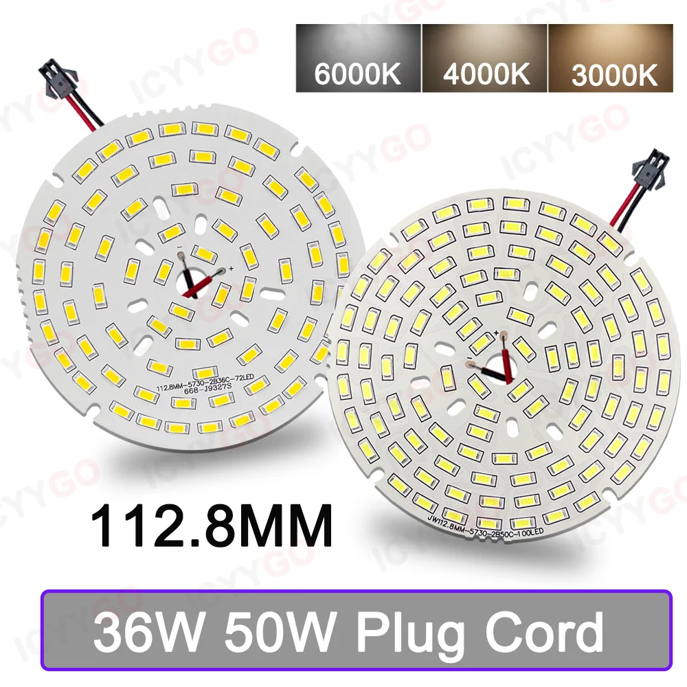 36W 50W LED SMD Chip 5730 Helderheid Licht Board 108V 150V Voor LED Lamp downlight Plafond PCB Met LED Plug Cord Power Kabel