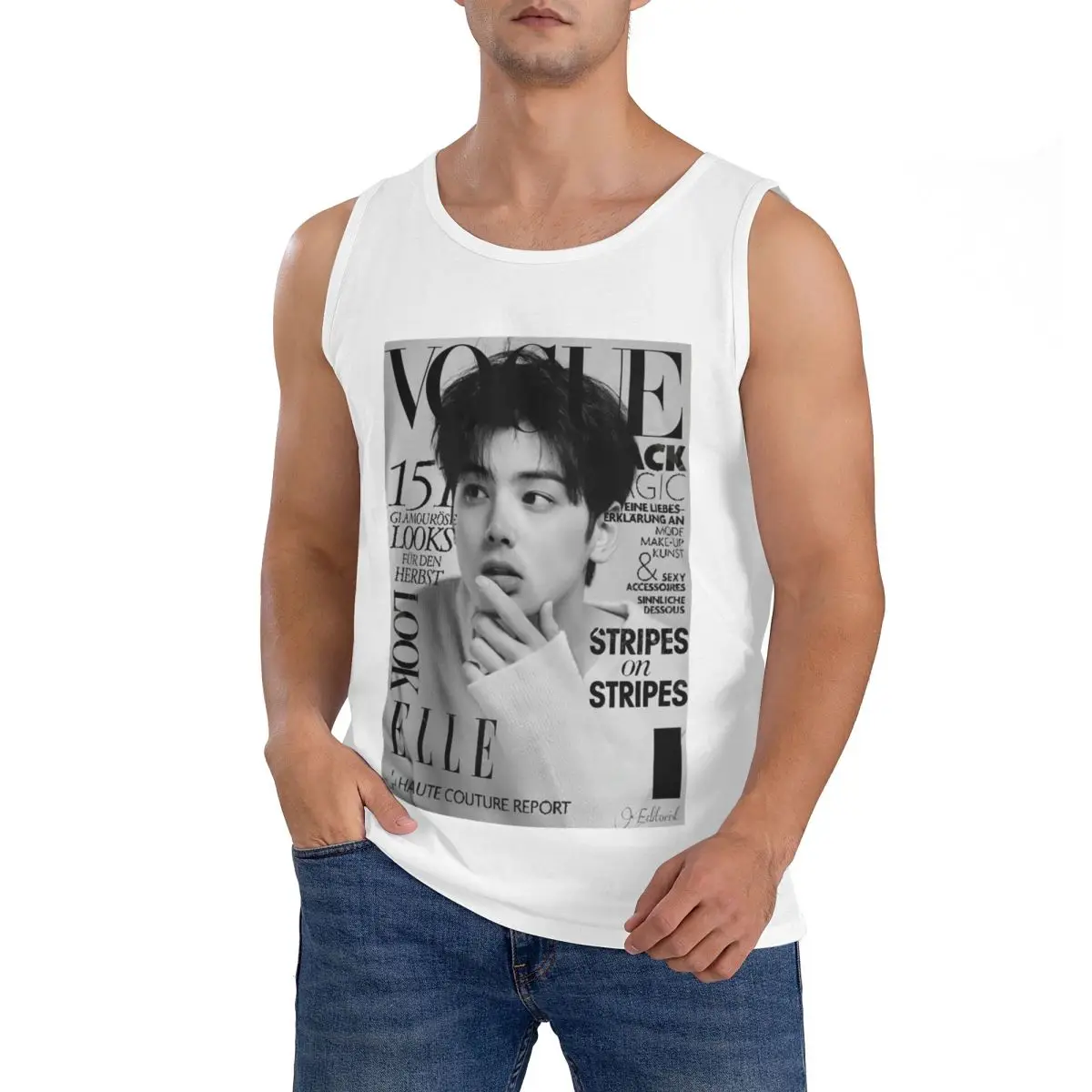 100% хлопковая футболка без рукавов Cha EunWoo Kpop Astro для мужчин, спортивная одежда для тренировок, мужской жилет с круглым вырезом