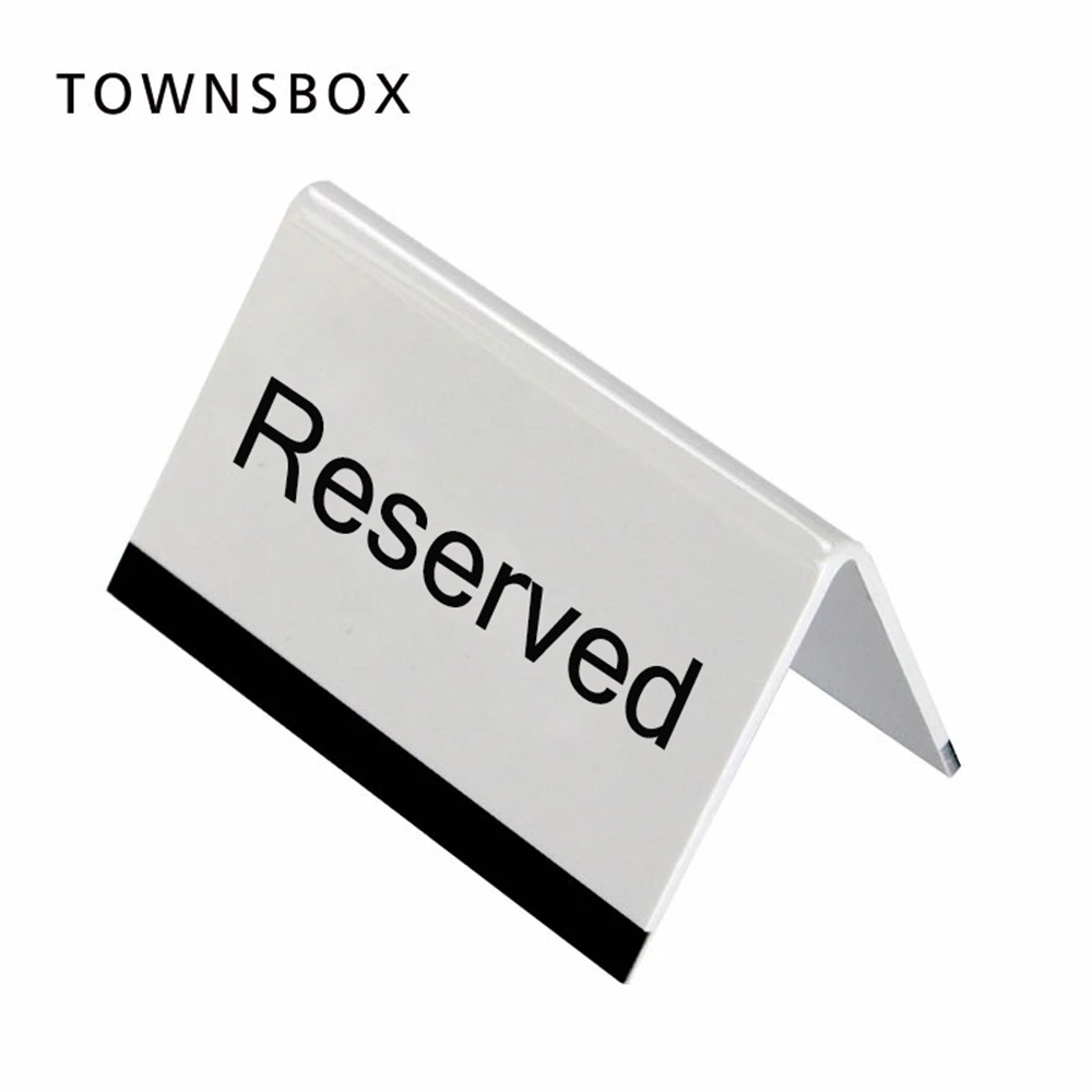 10x6cm White Acrylic Black Uv Printing Letter Desk Sign Stand Hotel Resturant Table Reservation Signage Board Desk Sign Plate