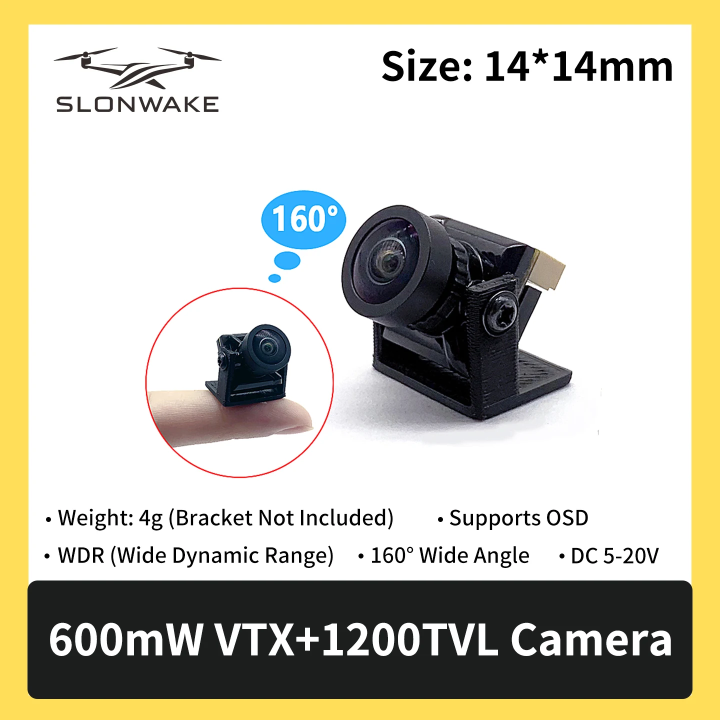 SLONWAKE 5.8G 600mW 7-24V Zestaw nadajnika wideo i kamery FPV, 160 °   Szerokokątny, kompatybilny z samochodami RC i dronami o stałym skrzydle FPV