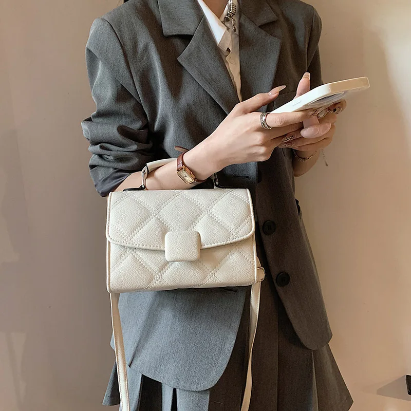 Black Shoulder Bag Diamond Lattice Chain Bags for Women 2023 New Fashion Design Crossbody Bag Square Handbag Trend All-match