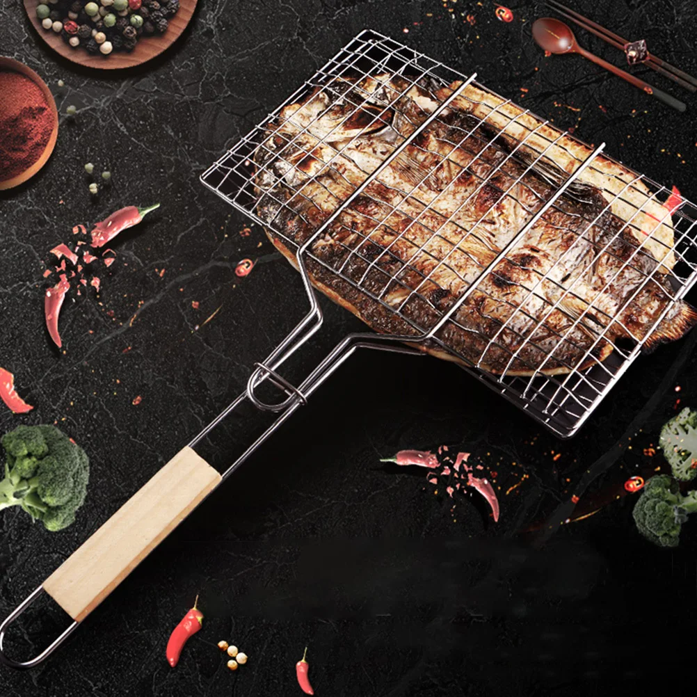 

1 pc Barbecue Grill Clamp Fish Clip Sturdy Burger Holder Steak Tongs Outdoor Grilled Meat Tool Grilling Accessories Durable Bbq