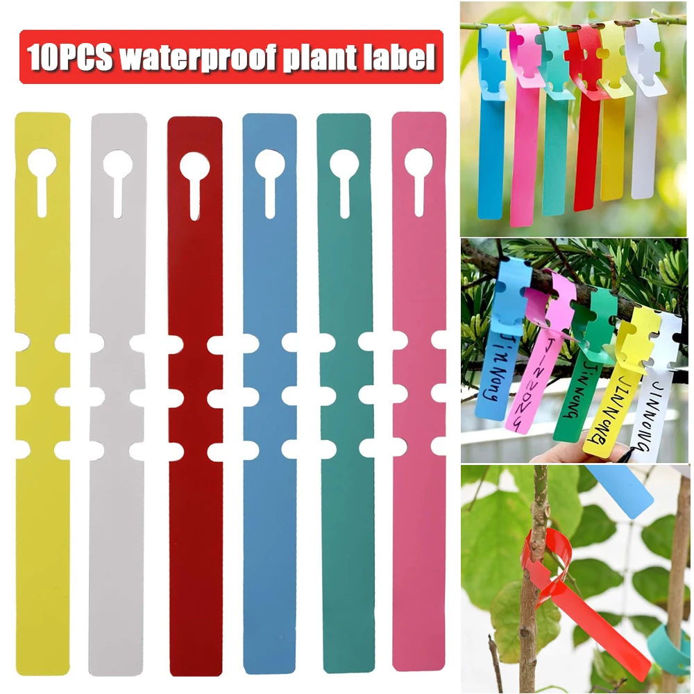 10Pcs Plant Labels Wrap Around Adjustable Plant Tree Hanging Tags Waterproof Nursery Garden Markers Reusable Flower Signs