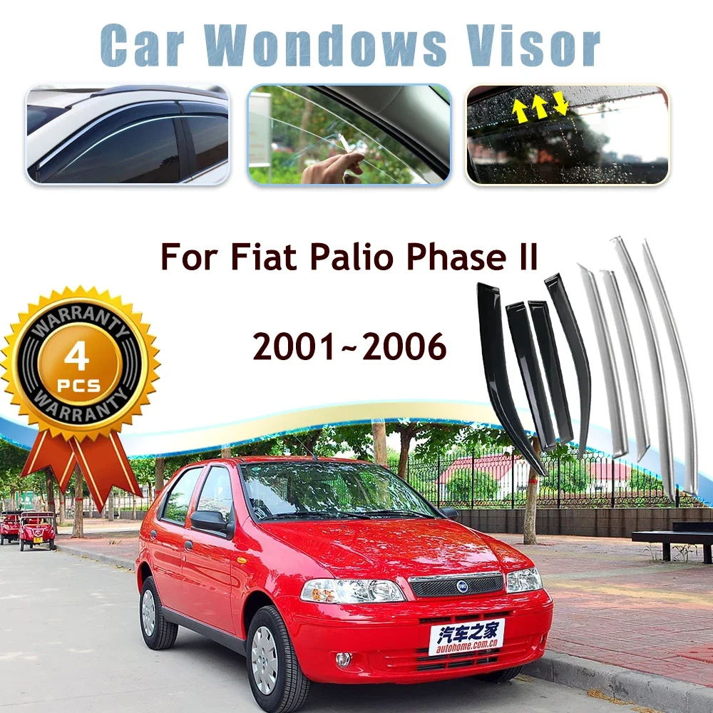 

Car Window Visors For Fiat Palio Phase II 2001 2002 2003 2004 2005 2006 Waterproof Rain Guards Deflector Windshields Accessories