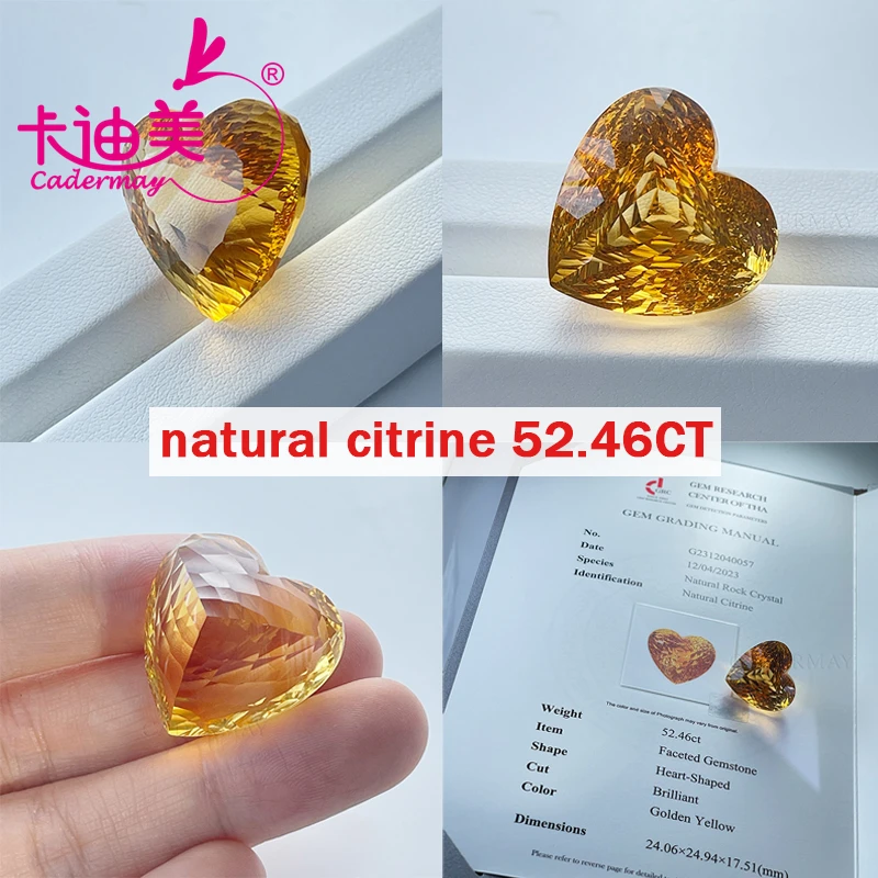 CADERMAY Irregular Cut Natural Citrine Loose Stone With GRC Certificate  Beads For Jewelry Making