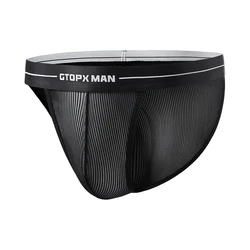 Sexy Men Mesh Solid Thin Pouch Low Waist Briefs Underwear Lingerie Panties Breathable G Strings Thong U Convex Pouch Brief