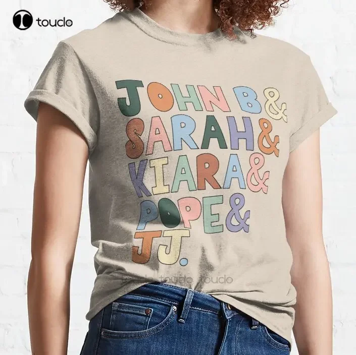 New The Pogues: John B Sarah Kiara Pope & Jj In Color Classic T-Shirt Cotton Men Tee Shirt Custom Gift Tee Shirt Streetwear