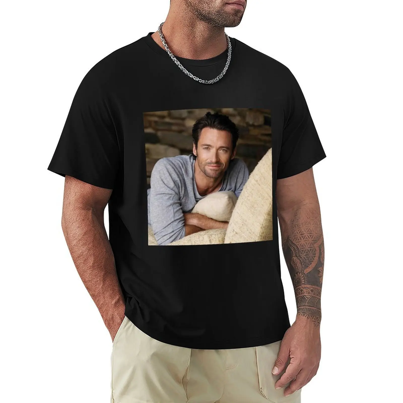 

Hugh Jackman T-Shirt customizeds T-shirts man sports fans luxury t-shirt heavyweight t shirts for men
