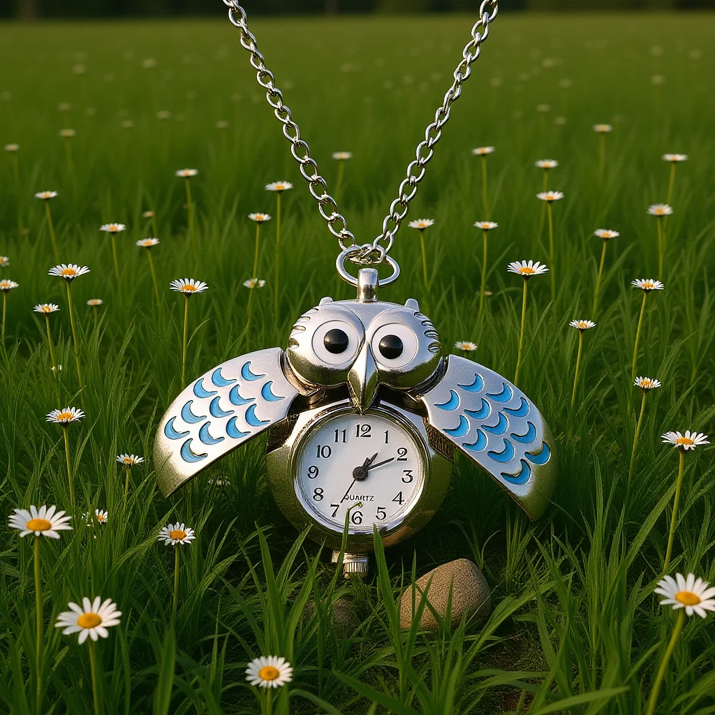 

Cartoon Owl Pocket Watch Necklace Pendant Premium Quartz Movement Elegant Fashion Jewelry Xmas Gift Pocket Watch