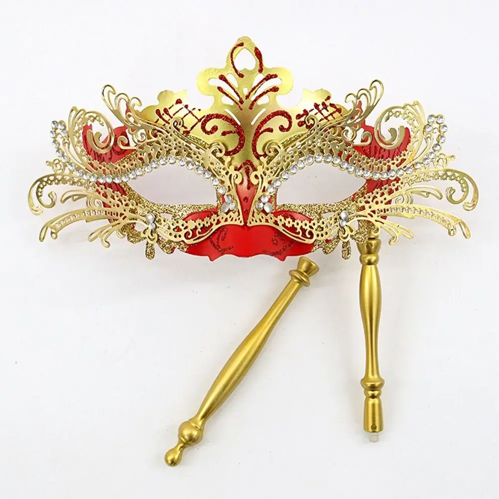Womens Venetian Phoenix Tail Flower Costume Mask Halloween Masquerade Mask with Holding Stick