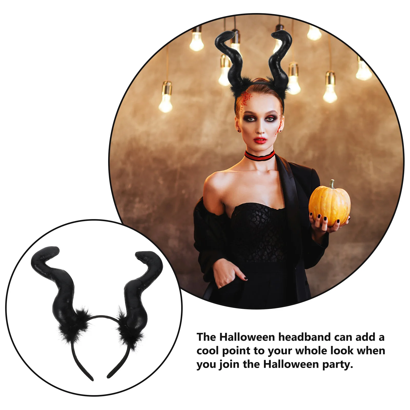 

Halloween Horn Headband Cosplay Party Accessory Horn Hairband For Costume Masquerade Carnivals Prank Prop