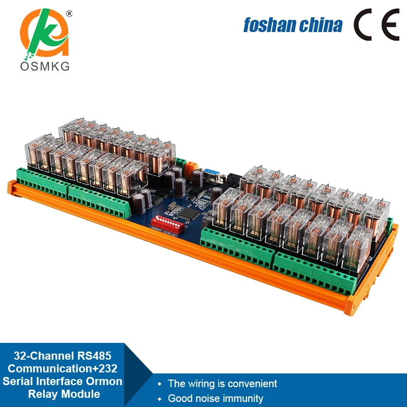 Aoshangming 32 Channel RS485+232 Relay Module Modbus Rtu DO Board 16A Relay for Remote Control