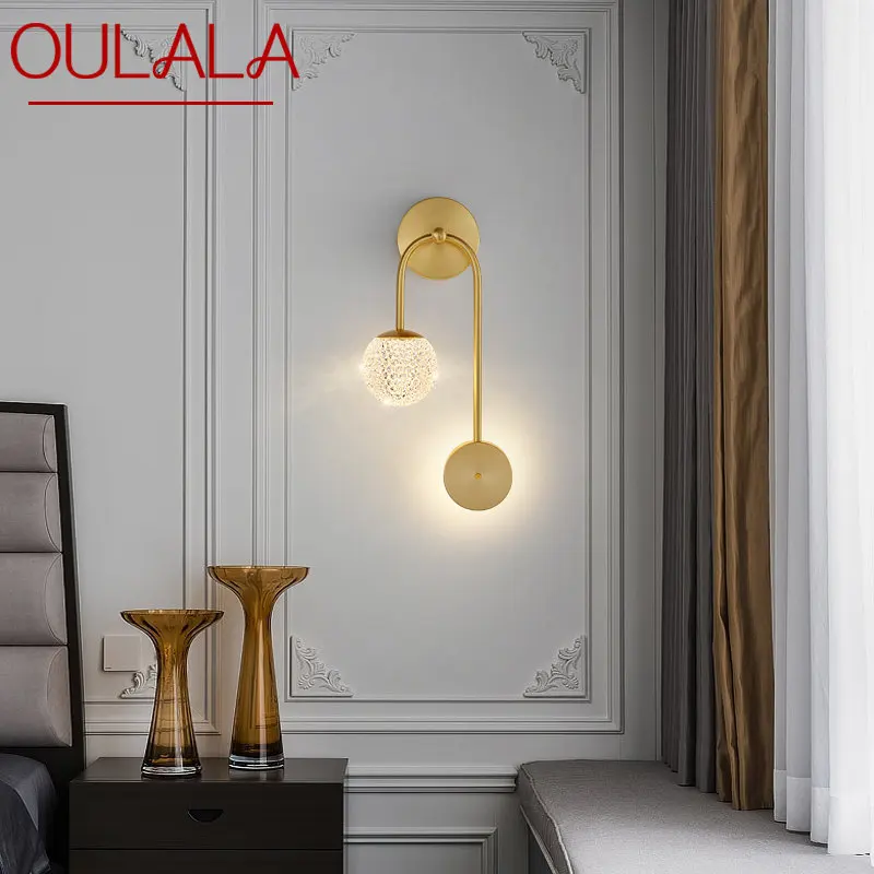 OULALA Modern Gold Brass Bedside Lighting LED 3 Colors Lovely Creative Wall Lamp for Home Bed Room Decor