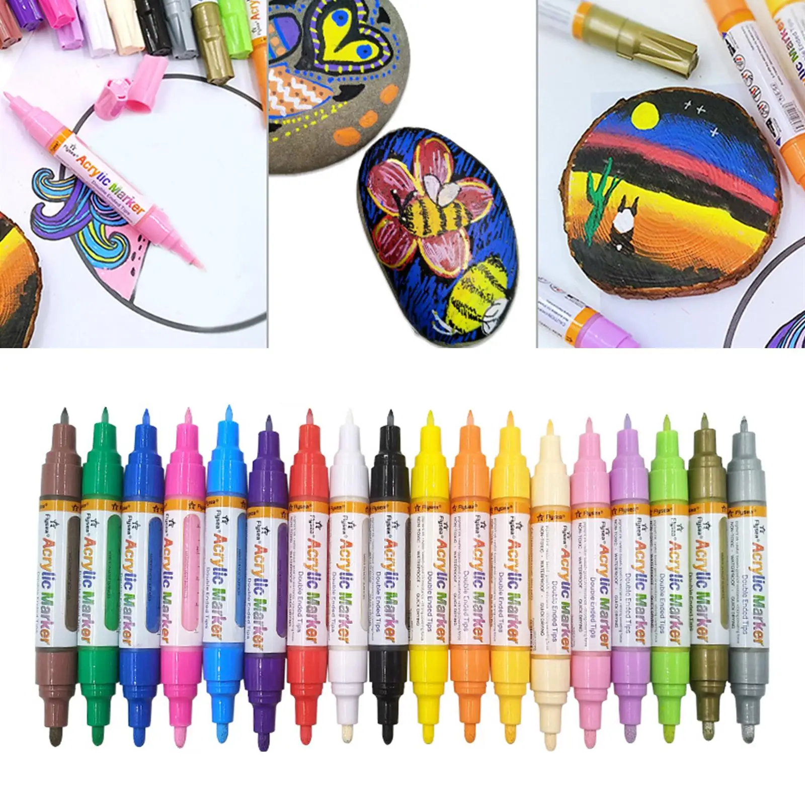 12pcs/18pcs Double-head Acrylic Markers Art Supplies Paint Pens for Artists Rock Painting Ceramic Porcelain Fabric