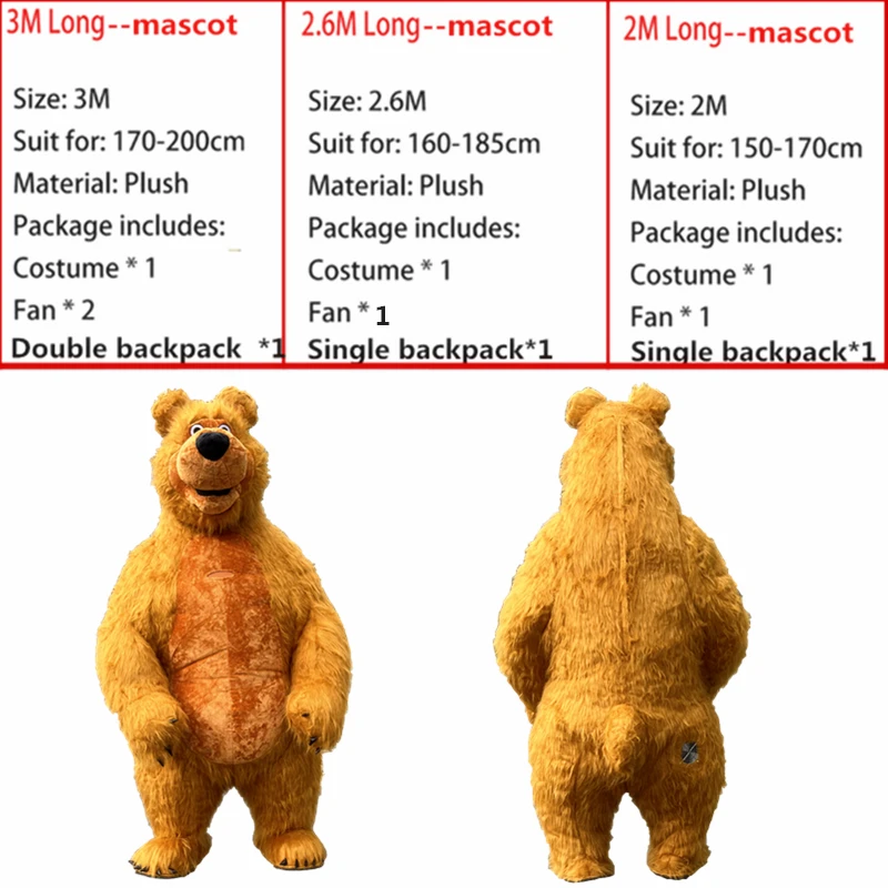 Vestito gonfiabile dell'orso bruno 2m/2.6m/3m puntelli giganti di prestazione della mascotte gioco di ruolo vestito gonfiabile della mascotte