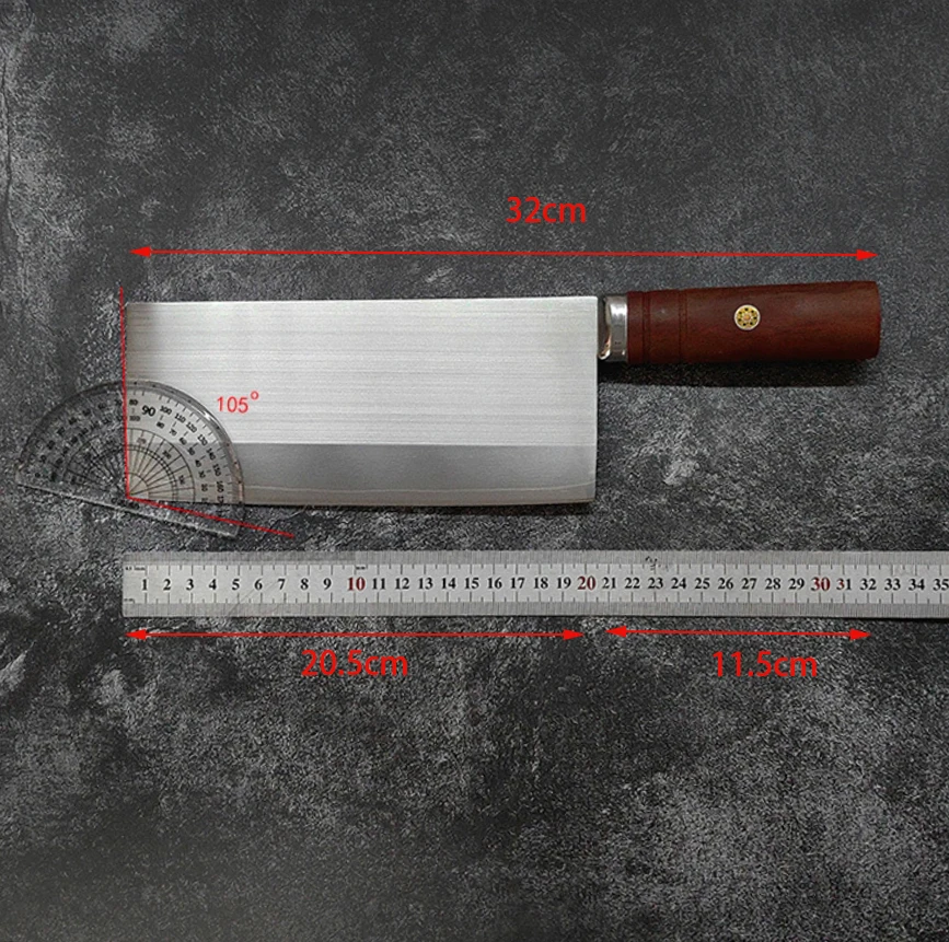 8 Inch Chinese Chef Knife 3-layers Clad Steel 10Cr15CoMoV Blade Wood Handle Slicing Vegetables Cleaver Meat Kitchen Sharp Knife
